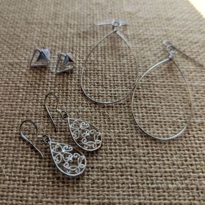 3/$25 Minimalist silver earring bundle